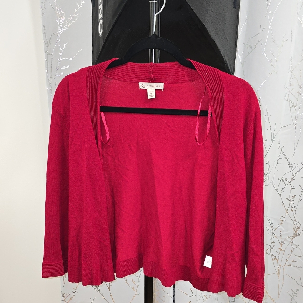 Chic Red Open-Front Cardigan